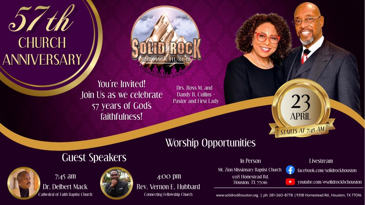 Solid Rock Baptist Church 57th Anniversary YouTube