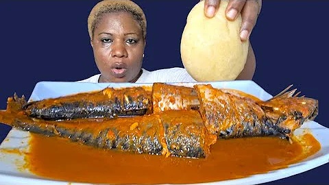 Nigeria food ASMR mukbang/ fish pepper soup with fufu