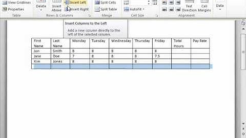 Word 2010 Tutorial Inserting and Deleting Columns and Rows Microsoft Training Lesson 16.4
