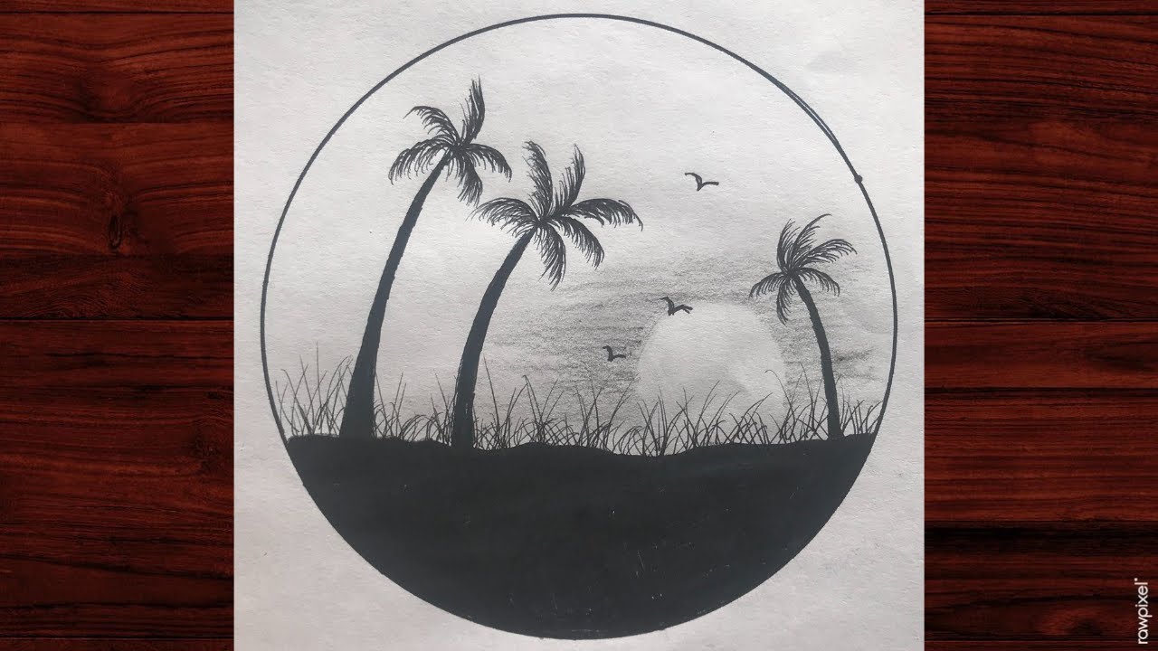 How to draw Easy circle drawing | Easy scenery drawing |Easy Pencil ...