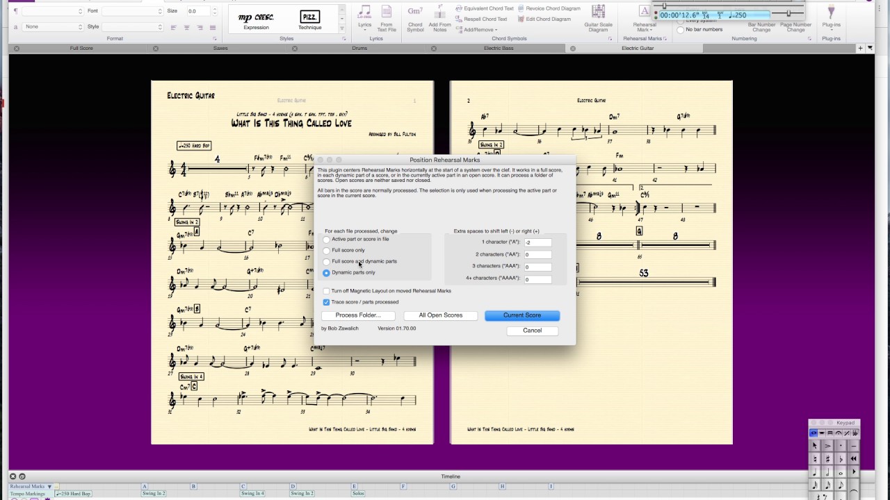 Sibelius 7.5 rehearsal marks plugin 20170117