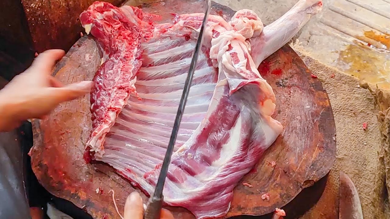Most Popular Fresh Mutton Leg Fastest Smooth Cutting Skill By Expert ...