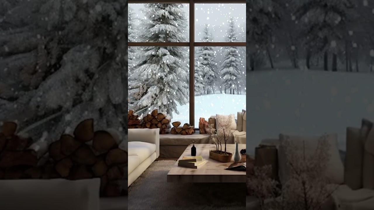 Coffee Date in White Winter Wonderland | Cozy Fireplace Ambience 