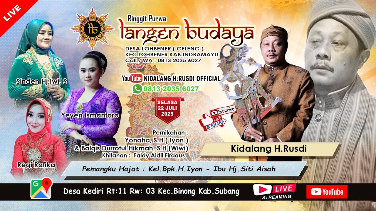 🎦LIVE MALAM RINGGIT PURWA LANGEN BUDAYA || LAKON : ARJUNA SULUH PATIH KIDALANG H. RUSDI, 2025