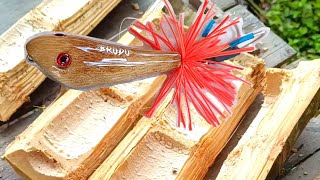 Top water lure brudu bahan dari bambu//Lure casting toman