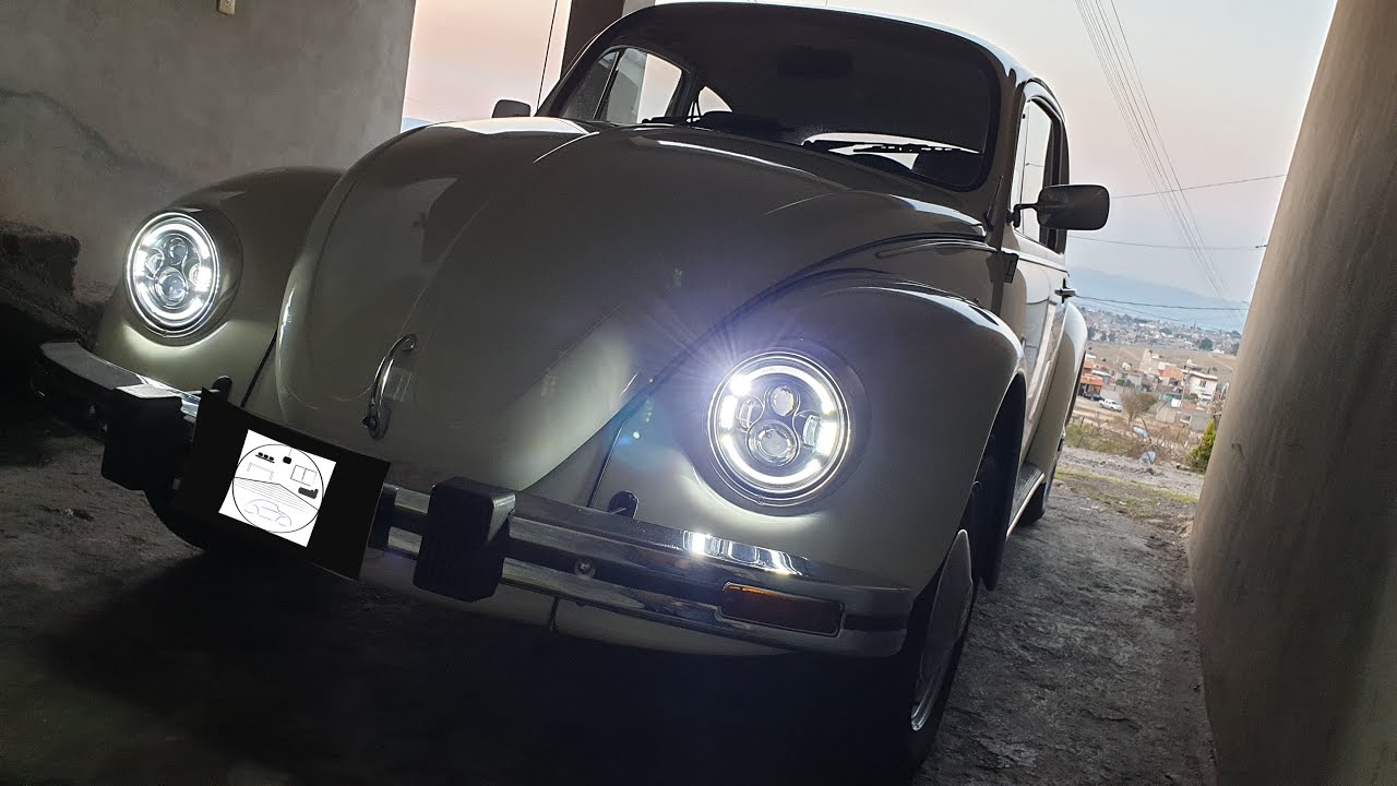 Faros LED para Vocho de 7 pulgadas || Ojos de angel || Luz diurna ...