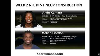 2018 NFL Week 2 NFL DFS Lineup Construction Sportsmanac com