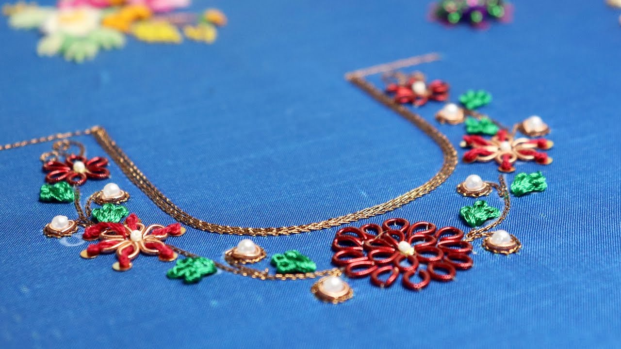 Aari embroidery free tutorial /#14/ Zardosi flower work with normal needle