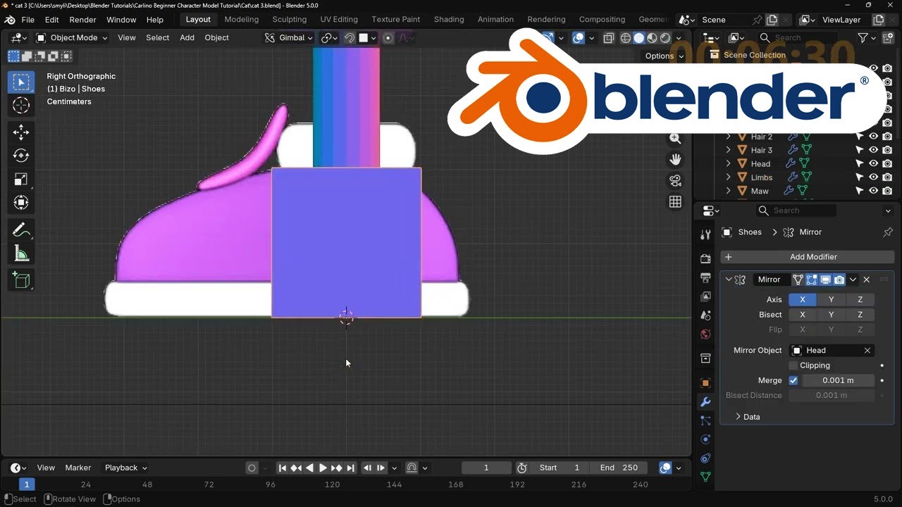 Joey Carlino's Beginner Cat Model Walkthrough 3-5 | Blender 5.0