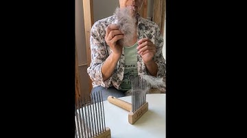 Using wool combs to process some Shetland fiber