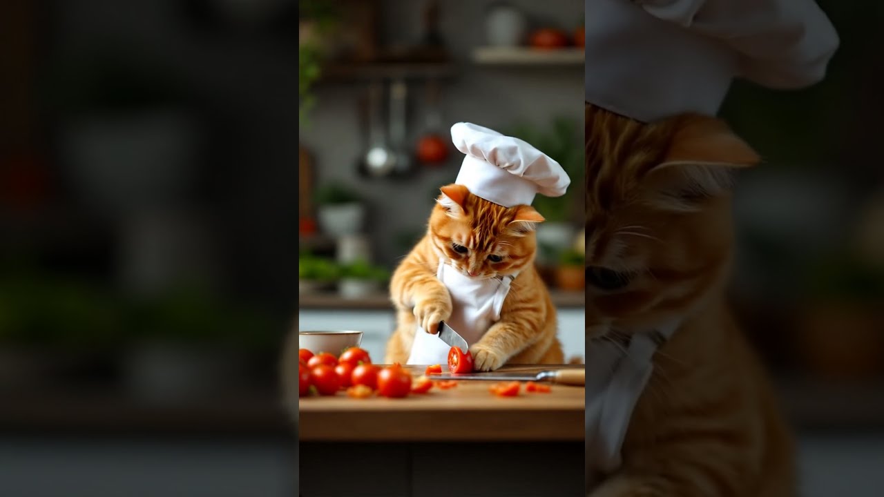  Orange Cat Becomes Master Chef