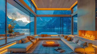 Warm Jazz Music And Fireplace Sounds - Relaxing Jazz Background Music In The Cozy Living Room