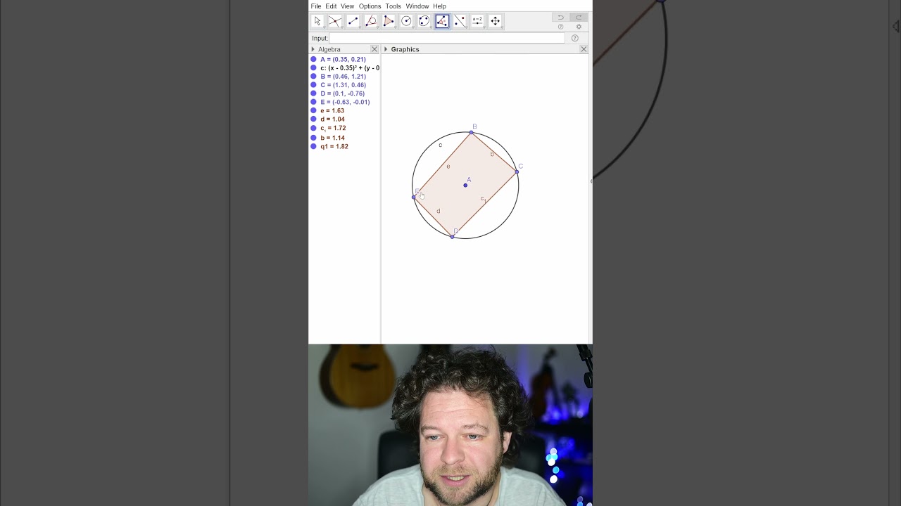 GeoGebra: Cyclic Quadrilaterals - dynamic Circle Theorems in under 1 min #shorts #geogebra