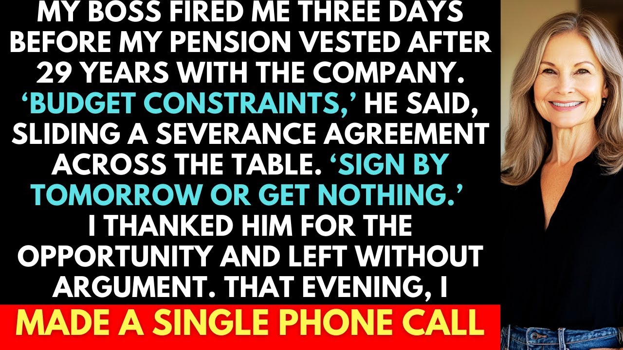 Boss Fired Me 3 Days Before My Pension Vested After 29 Years With The Company. I Made A Phone Call.