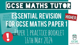 Predicted Paper for Higher GCSE Maths Paper 1 Thursday 16th May 2024 | Higher | Edexcel AQA