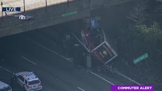 Long Island Expressway closed eastbound due to truck crash, rollover