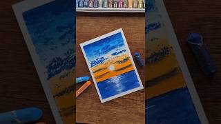 Easy Sunset Scenery with Oil Pastels ✨ | Satisfying Art Video #sunset #scenery #youtubeshorts #easy