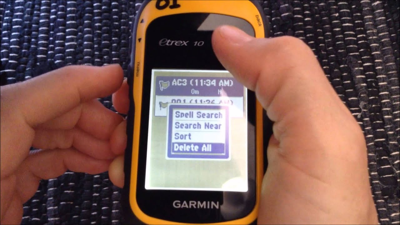 Garmin eTrex10 GPS - Deleting tracks, waypoints, and routes - YouTube