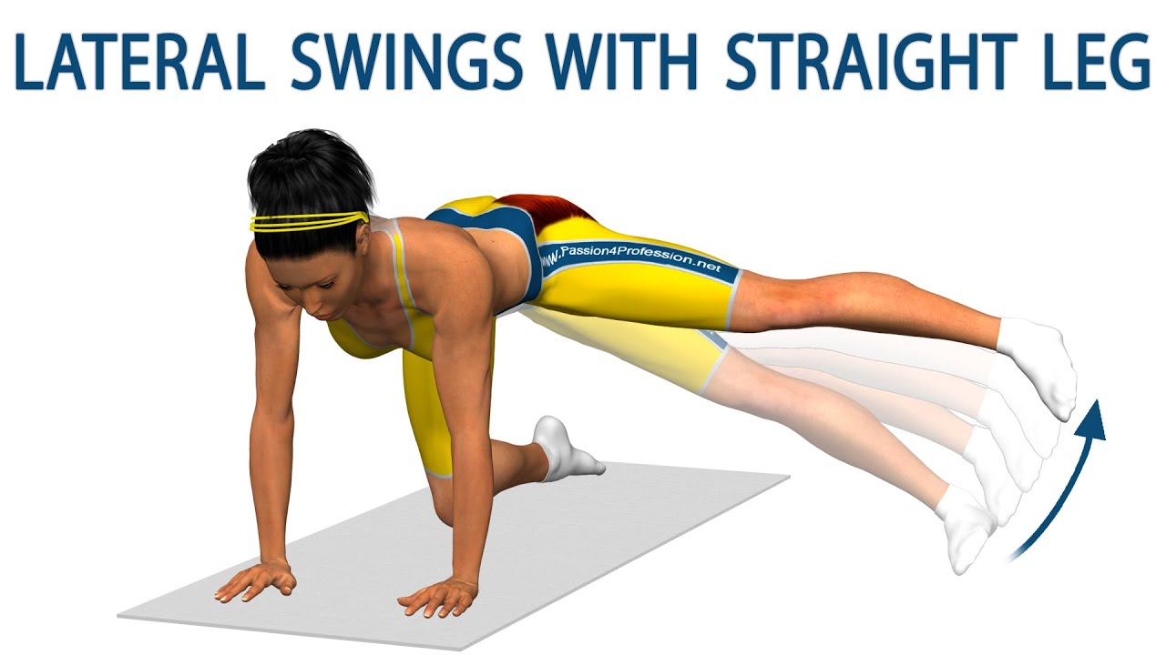 Aumentar bumbum: Quatro apoios lateral com a perna estendida exercicios para pernas e gluteos