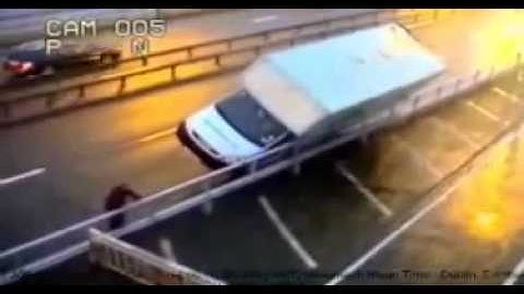 Van Blown Around On Forth Bridge Scotland