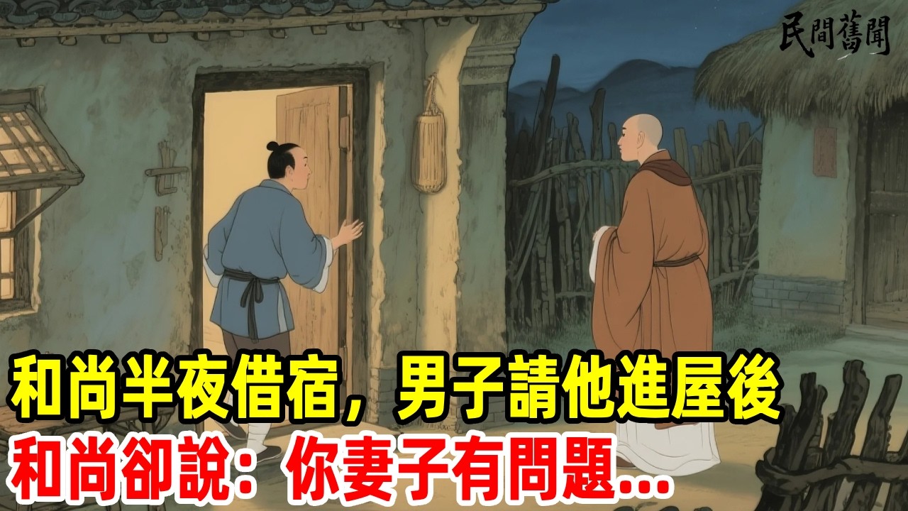 和尚半夜借宿，男子請他進屋後，和尚卻說：你妻子有問題...#民間舊聞#民間故事 #懸疑 #原創 #故事分享
