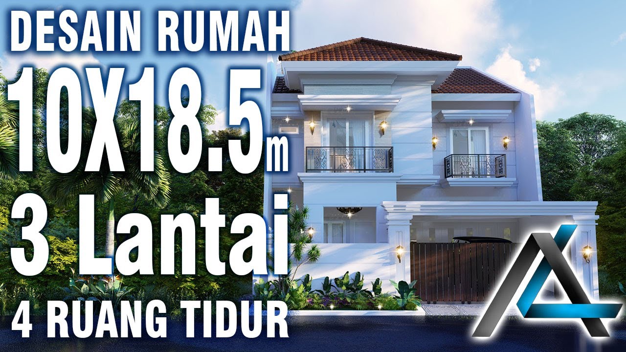 DESAIN RUMAH 10 x 18,5 meter Jakarta Pusat – RUMAH KLASIK MODERN 3 LANTAI+KOLAM RENANG & ROOF GARDEN
