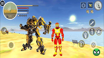 Flying Iron man Rope Hero Robot  Transform in to Car #2 Android Gameplay