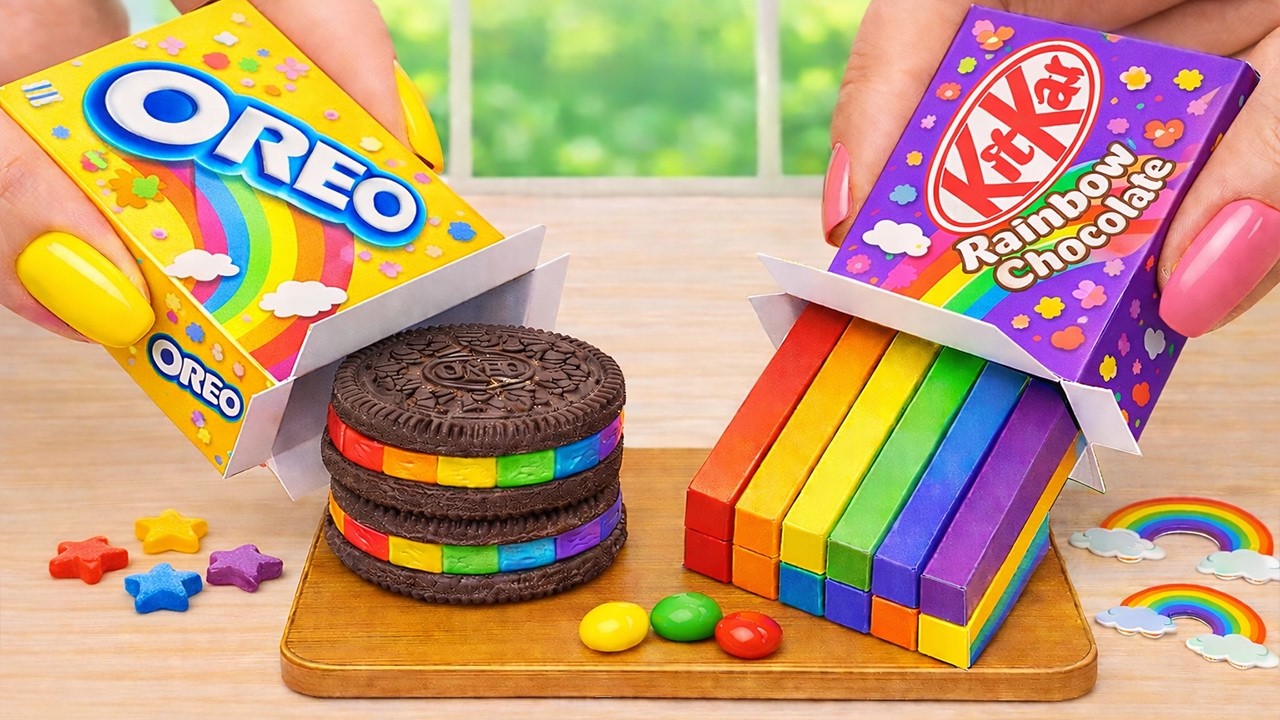 Mini Rainbow Cake Recipe with Chocolate 🌈 Making YUMMY Rainbow KITKAT OREO Cake Ideas 💞 Sweet Cakes