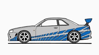 How To Draw A Nissan Skyline GT-R R34