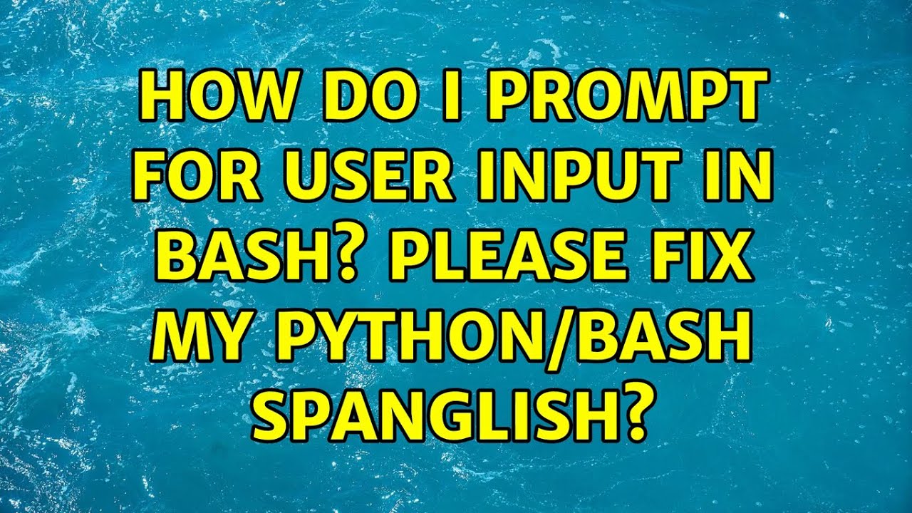 How do I prompt for user input in bash? Please fix my python/bash Spanglish? (2 Solutions!!)