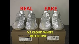 COMPARISON YEEZY BOOST 350 V2 CLOUD WHITE REFLECTIVE FAKE VS REAL
