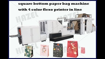 square bottom paper bag machine with 4 color flexo printing machine in line 50g paper roll