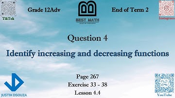 Identify increasing and decreasing functions | Q4 P1 | 12A | EoT2 |