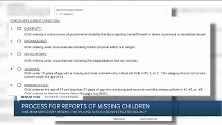 Explaining the process for reports of missing children