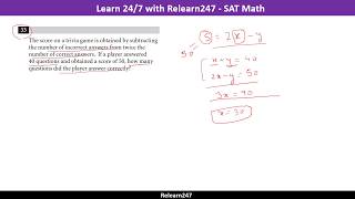 SAT Math- Q33,Practice Test 7 - Linear Equations  - Word Problems , Grid Ins