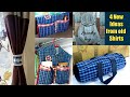 4 New Amazing DIY IDEAS FROM OLD SHIRTS / 4 SMART & EASY OLD CLOTHES REUSE IDEAS / OLD SHIRTS REUSE