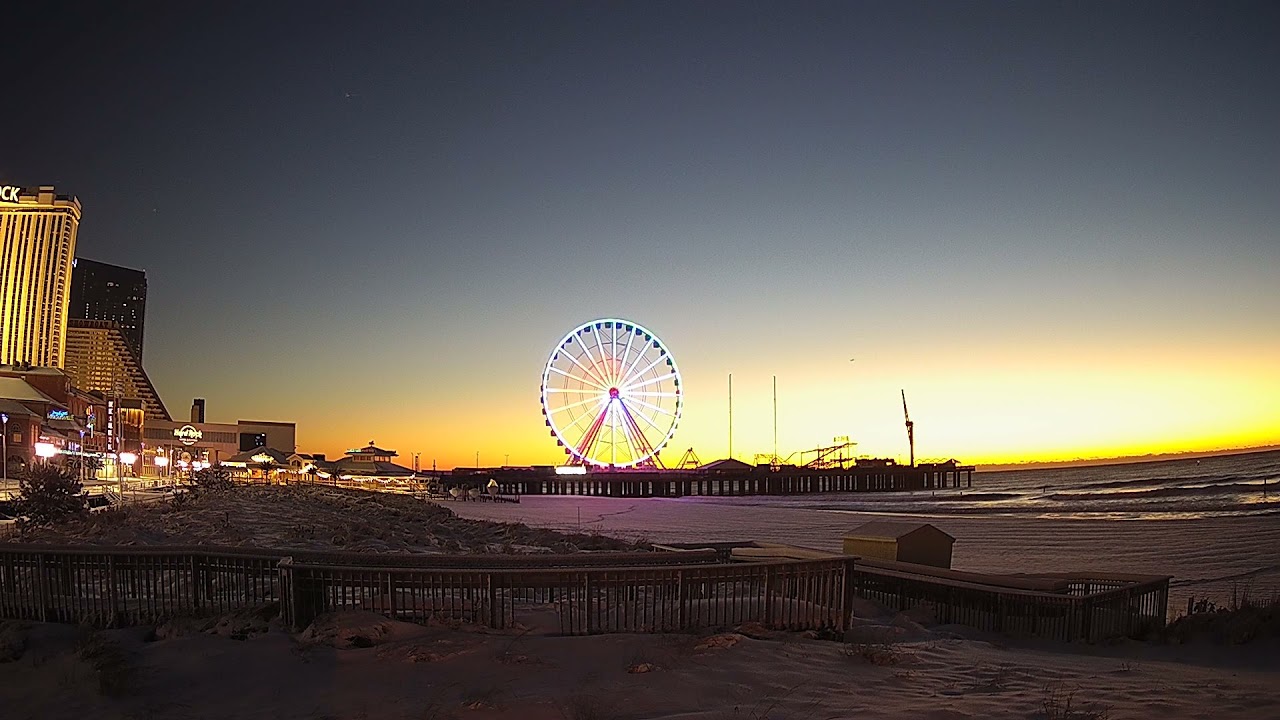 Time Lapse of Sunrise over Steel Pier  (Atlantic City, NJ) on 01/04/2022