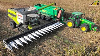 Großeinsatz Maisernte 2023 - 16-reihig Körnermais dreschen Claas Mähdrescher & Traktor Corn Harvest