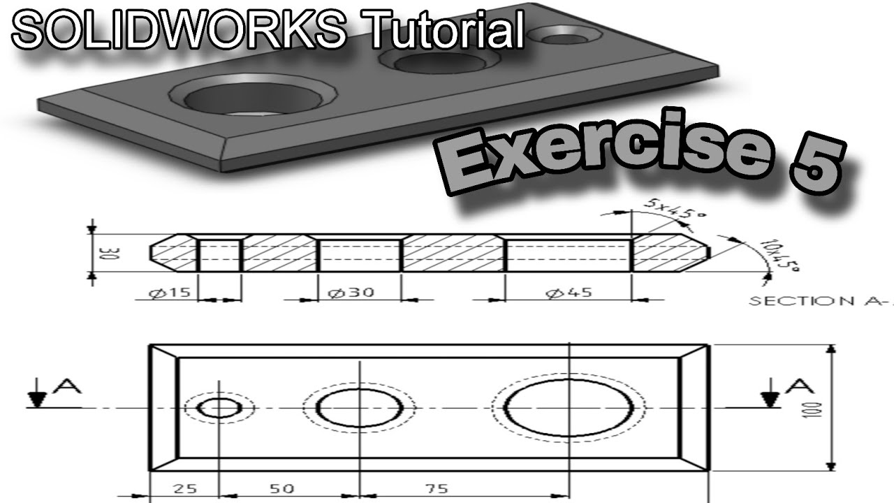 SOLIDWORKS Tutorial | SOLIDWORKS Practice Exercise 5 | Practice ...