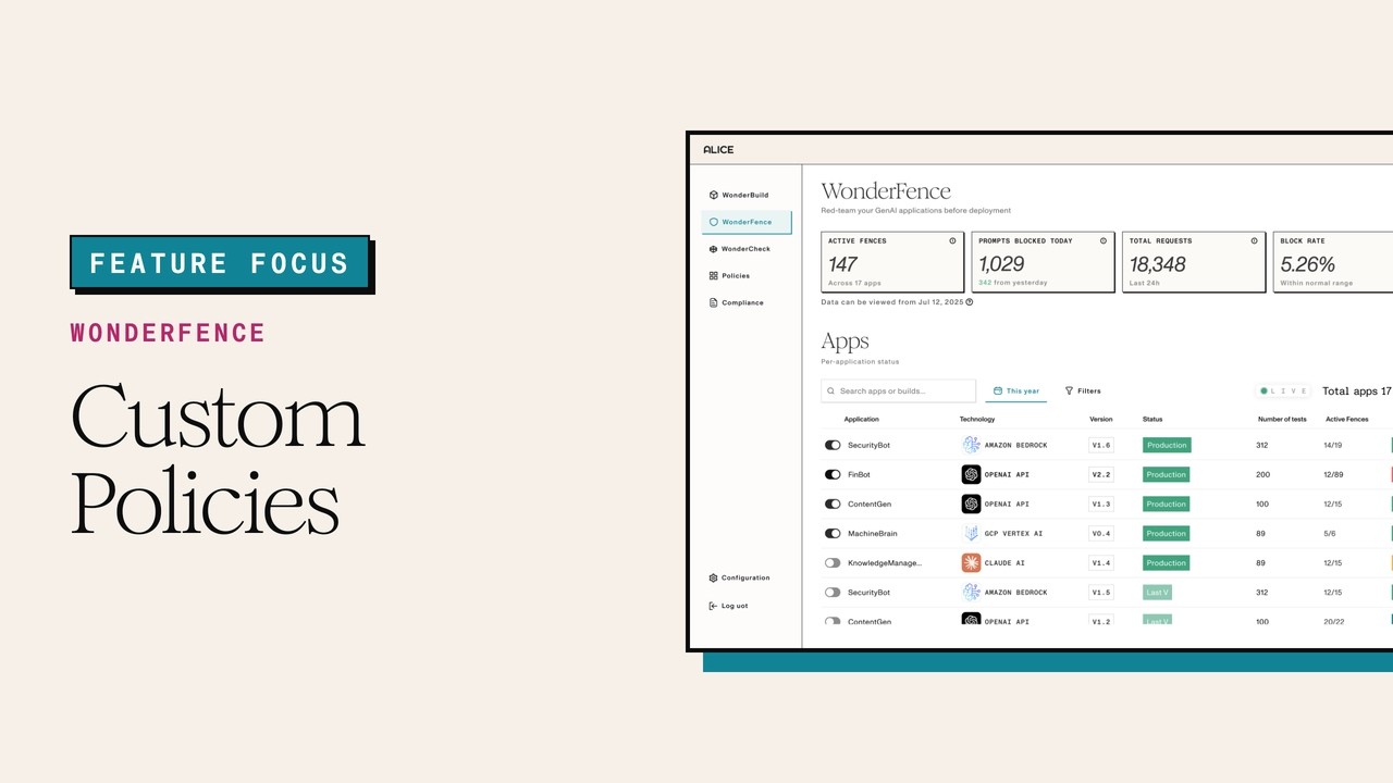 Alice Feature Focus : Custom Policies