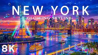 New York 2026 π Stunning Aerial Views of Manhattan's Glowing Skyline in 8K