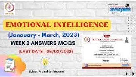 Emotional Intelligence  | Week 2 Quiz | Assignment 2 Solution | NPTEL | SWAYAM 2023