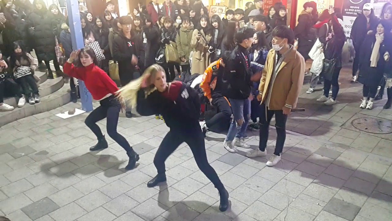 [댄스연합팀☆게스트☆백인여성]블랙핑크☆마지막처럼☆ COVER 홍대버스킹 20171228목 [Hongdae Kpop Street Dance]