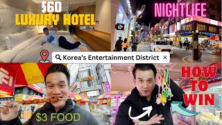 $60 Luxury Hotel Korea Vlog And Winning At Arcades: INSANE Nightlife In Korea