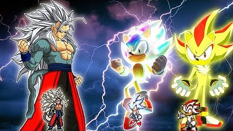 Xeno Goku V3 OP(All Form)(New) VS Sonic Chaos OP(ALl Form) & Shadow OP in Jump Force Mugen