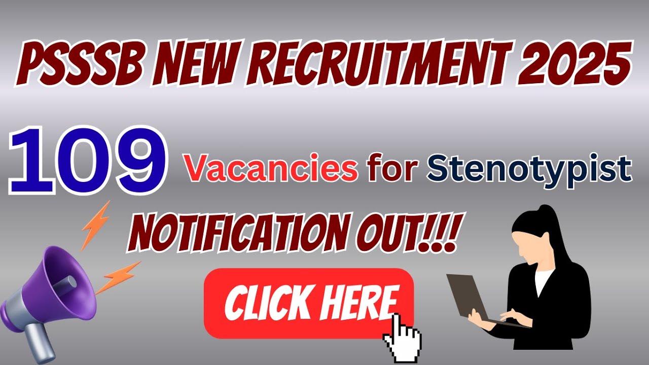 PSSSB Stenotypist Recruitment 2025: Apply Online for 109 Group‑C Posts