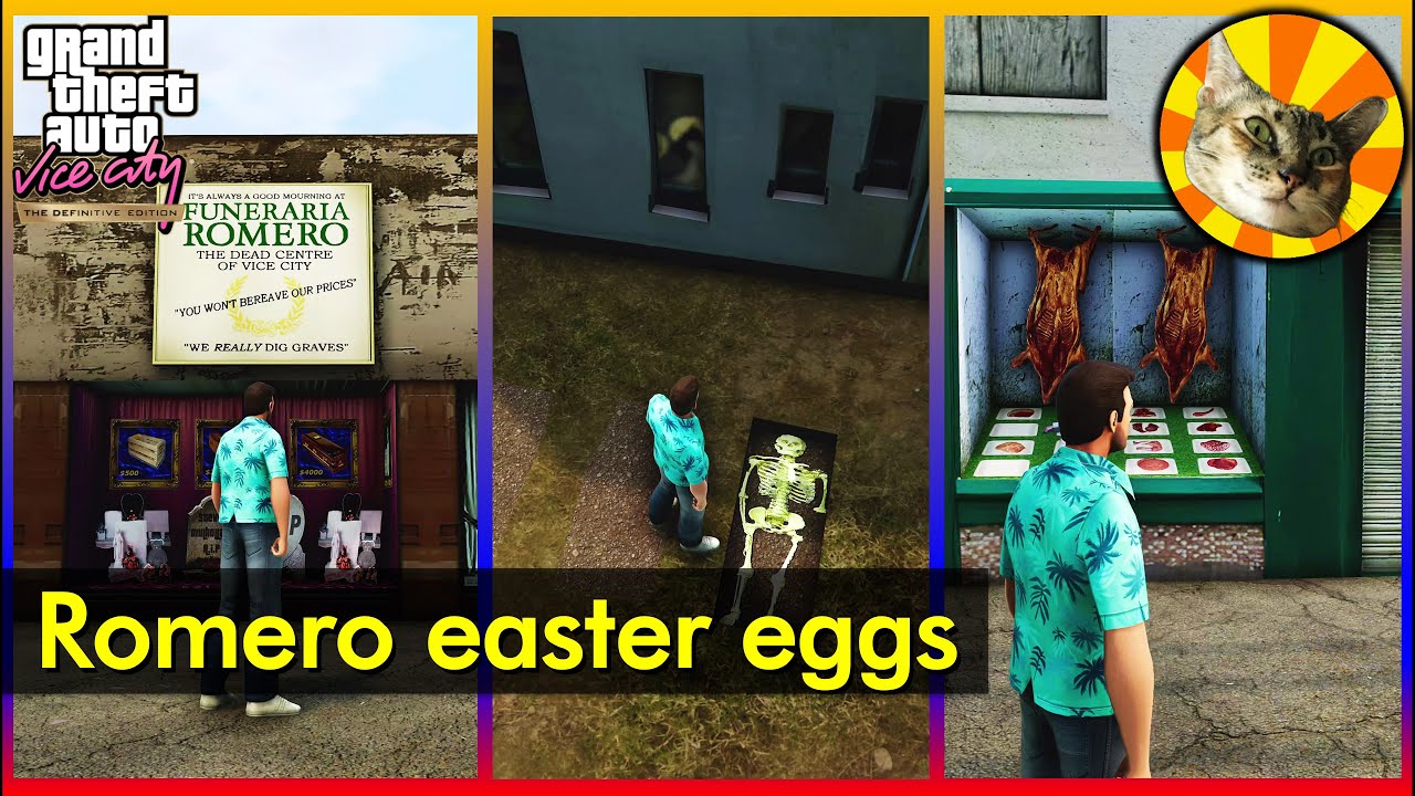 "Romero easter eggs" - funeral home, cemetery, butcher | GTA: Vice City