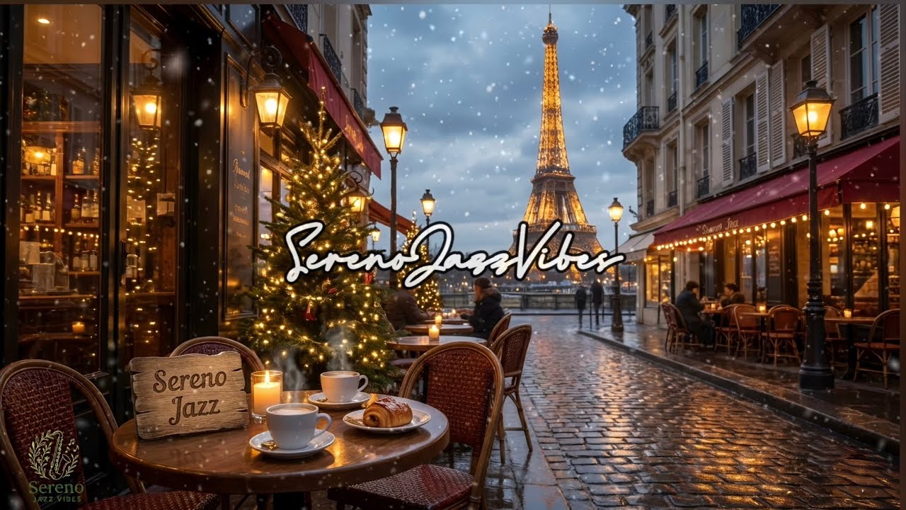 ☕️Snowy Sidewalk Café Jazz — Coffee, Pastry & Chill Winter Night❄️