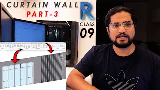 Revit Curtain Wall | Adding Glass Doors, Windows, & Jali Patterns | Class 9 (Part-3) | Urdu / Hindi