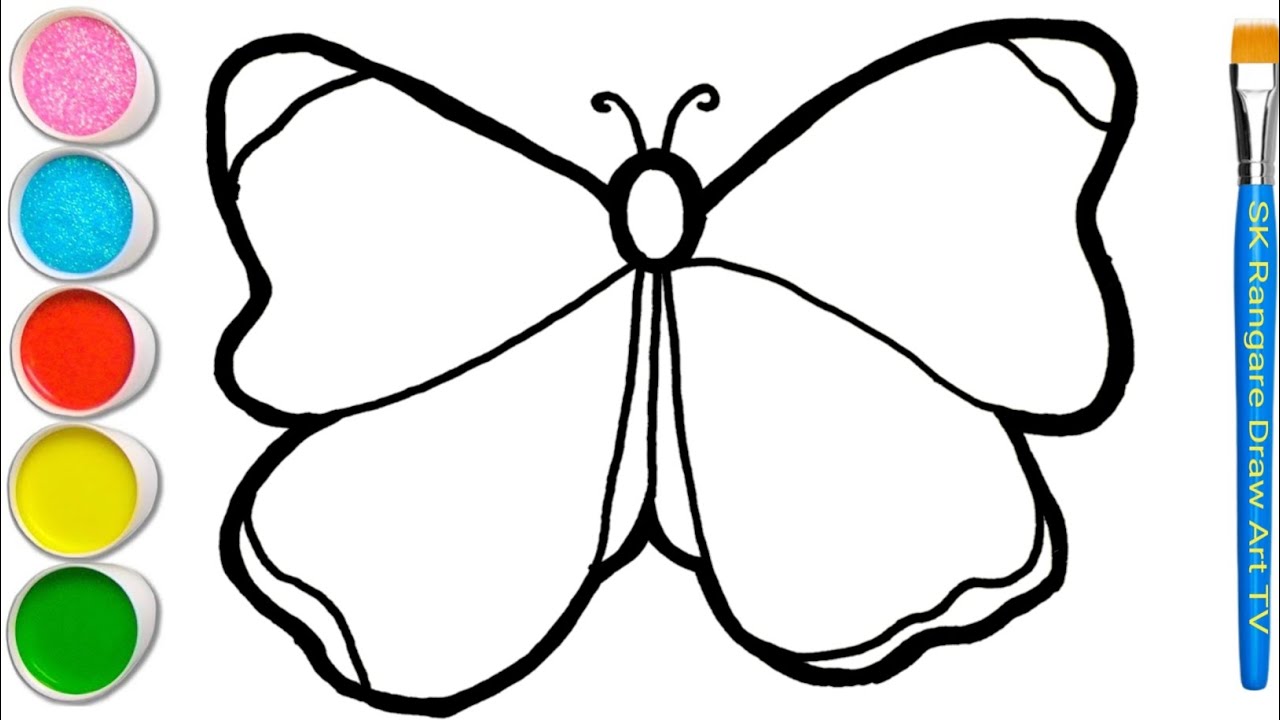 How To Draw Butterfly||Butterfly Drawing, Colouring And Painting For ...